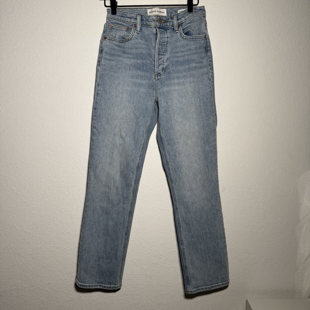 Denim Forum Arlo Jeans | High Rise Straight‎ Light Wash Button Fly | Womens 26 - Picture 4 of 12